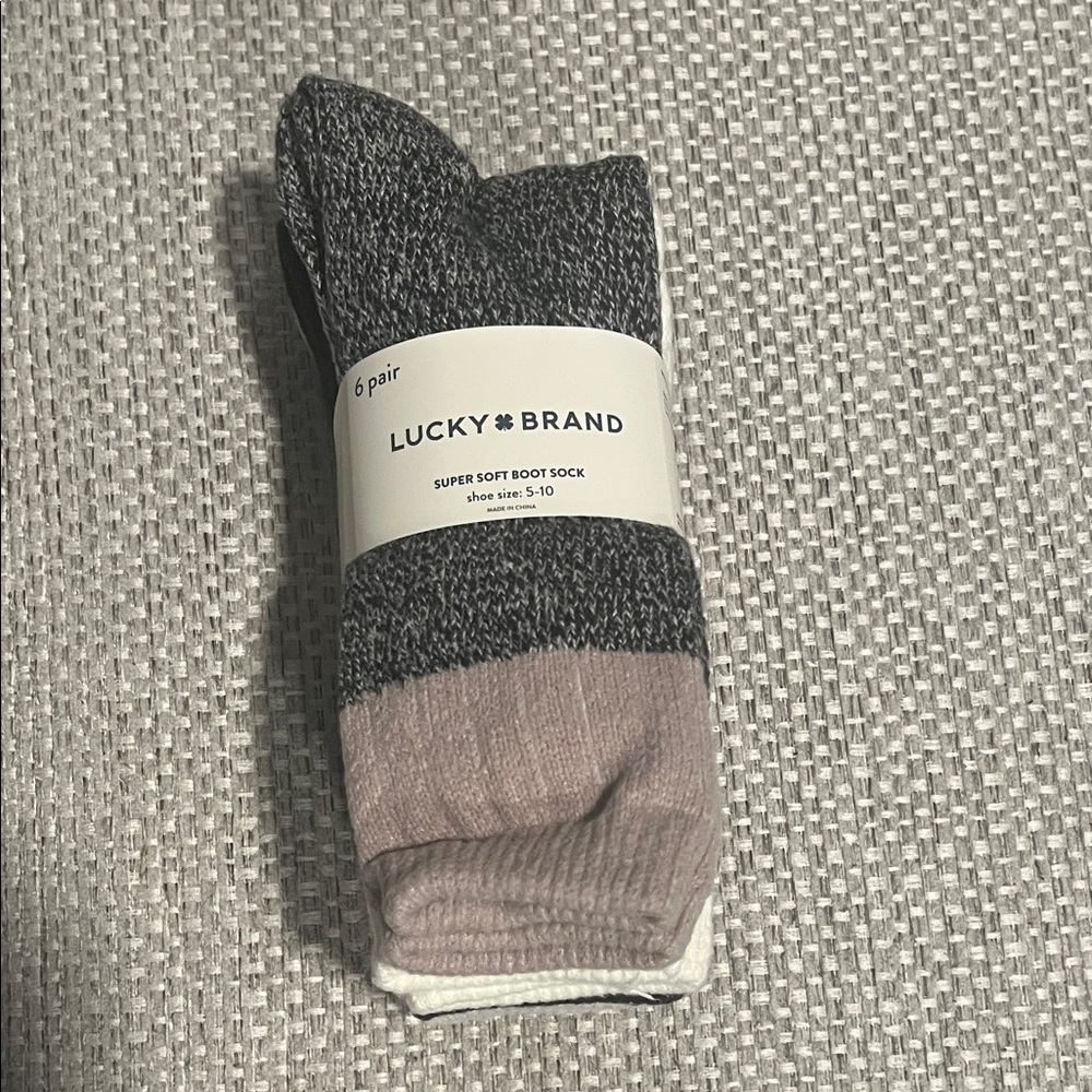Lucky Brand Men's Soft Boot Socks - Black, Gray, and Cream Shoe Size 5-10